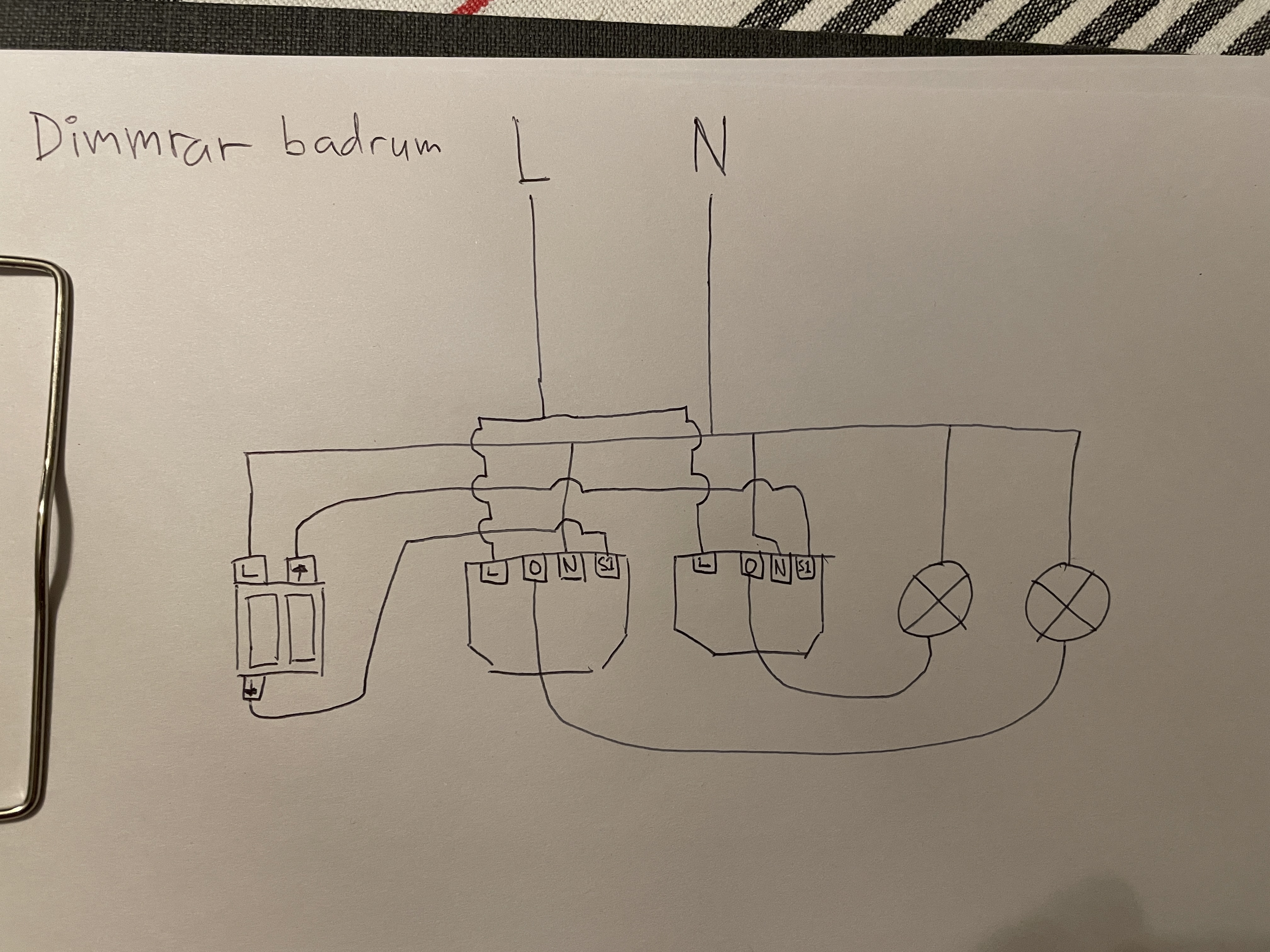 Wiring diagram for two shelly dimmers