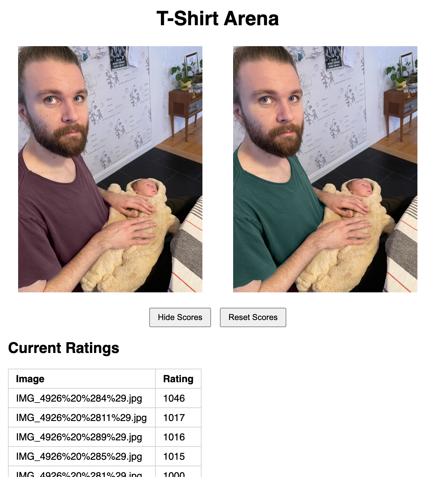 Screenshot of t-shirt arena